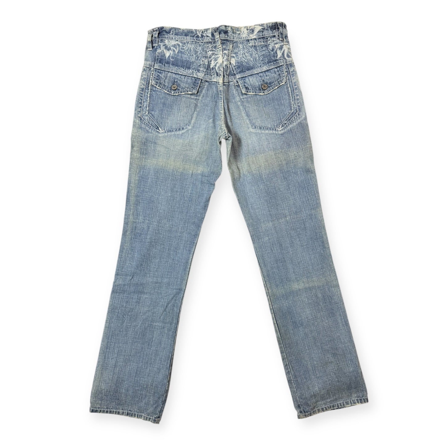 Japanese Vintage Double Waist Flower Denim