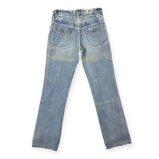 Japanese Vintage Double Waist Flower Denim