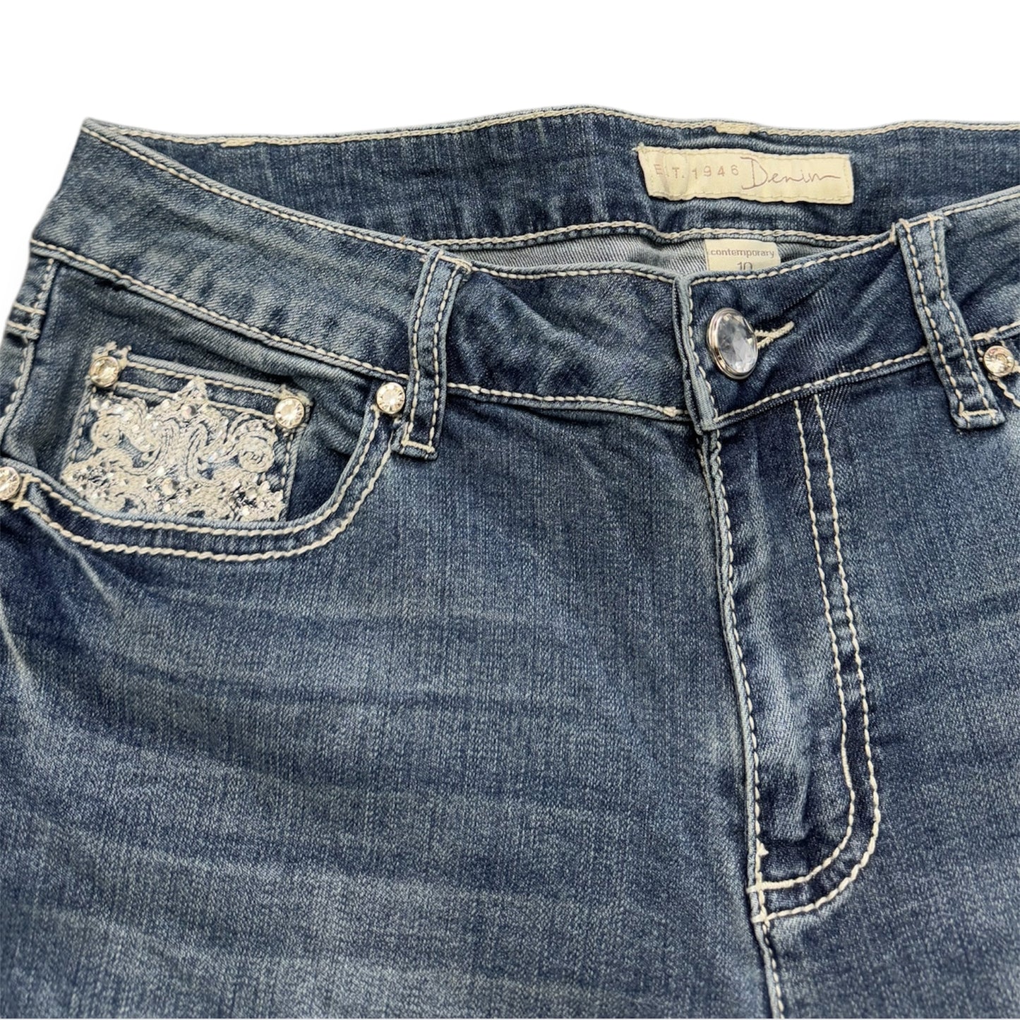 Vintage Flared Pearl Women Denim